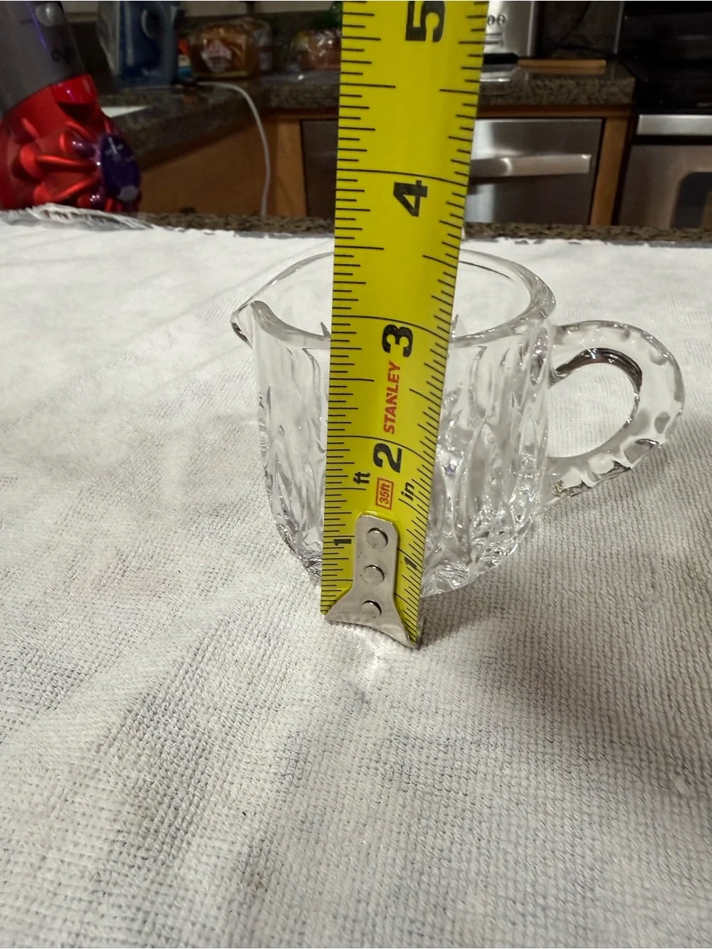 Clear Glass Creamer Pitcher with Faceted Pattern